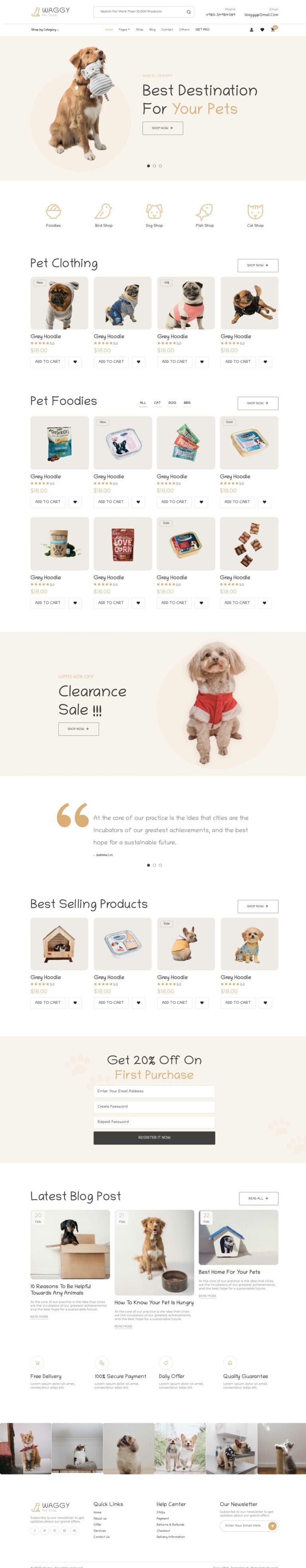 Free Pet Shop HTML Ecommerce Template - Freebiesbug