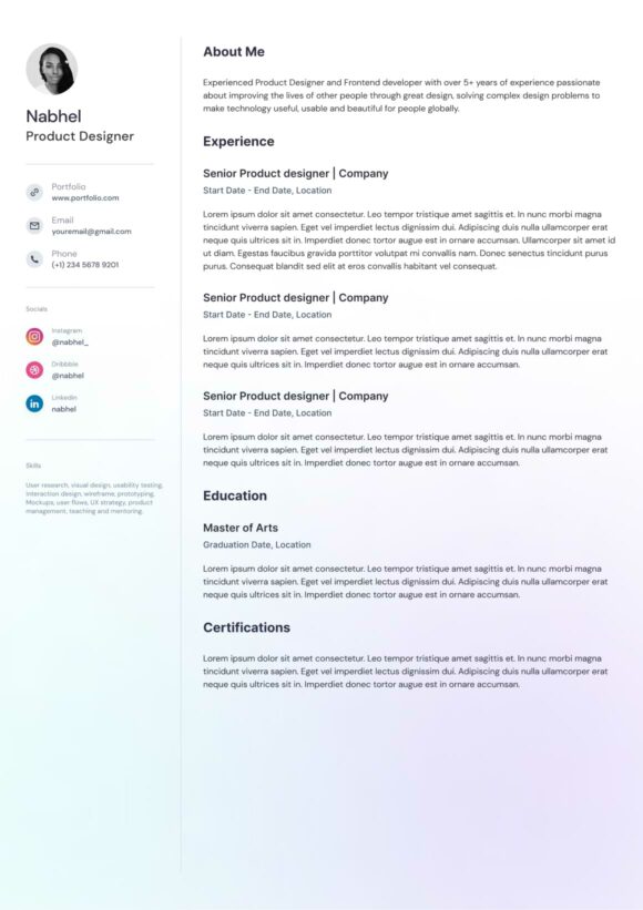 Resume template preview