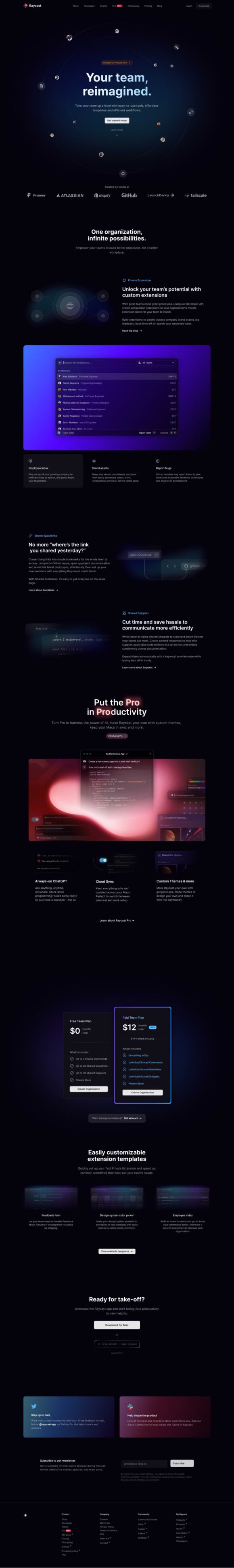 Raycast Landing Page Design Freebiesbug