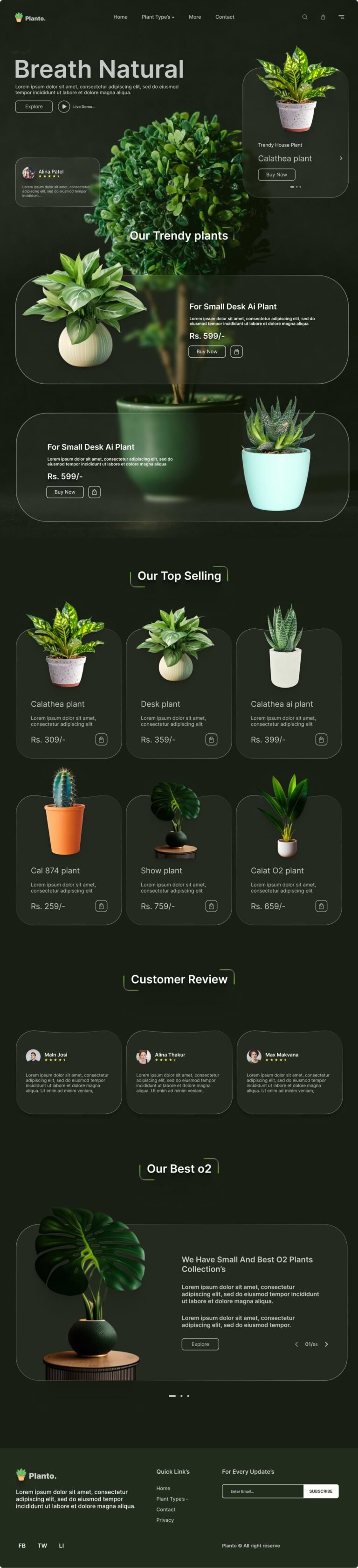 Free plant shop website template for figma freebiesbug