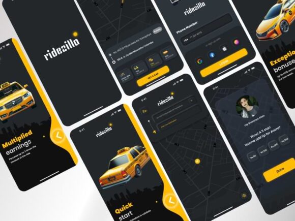 Free UI Kit for Taxi Booking Apps