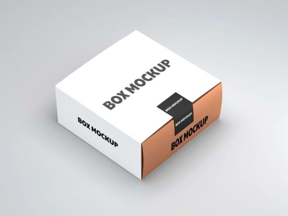 Free Gold and White Box Mockup