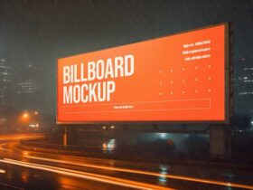 Night Billboard PSD Mockup