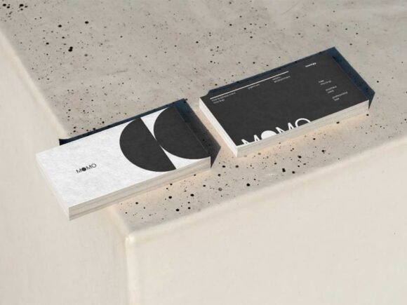 Free Business Card Mockup on Marble Surface