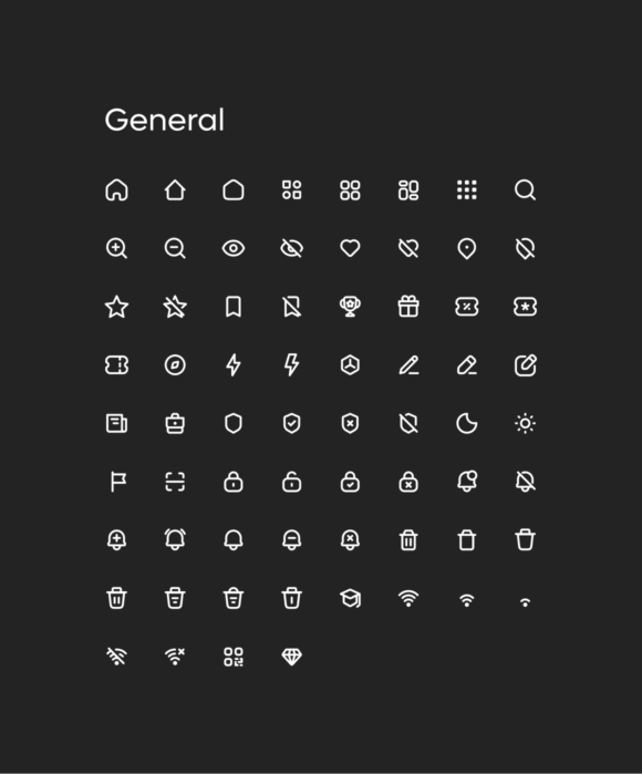 Icons in the General category