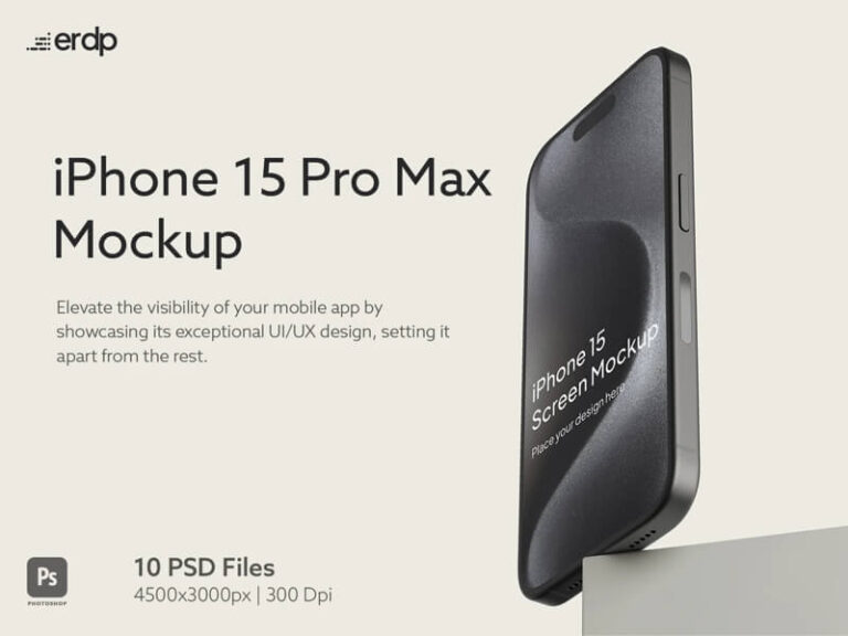 Free PSD iPhone 15 Pro Max Mockup - Freebiesbug