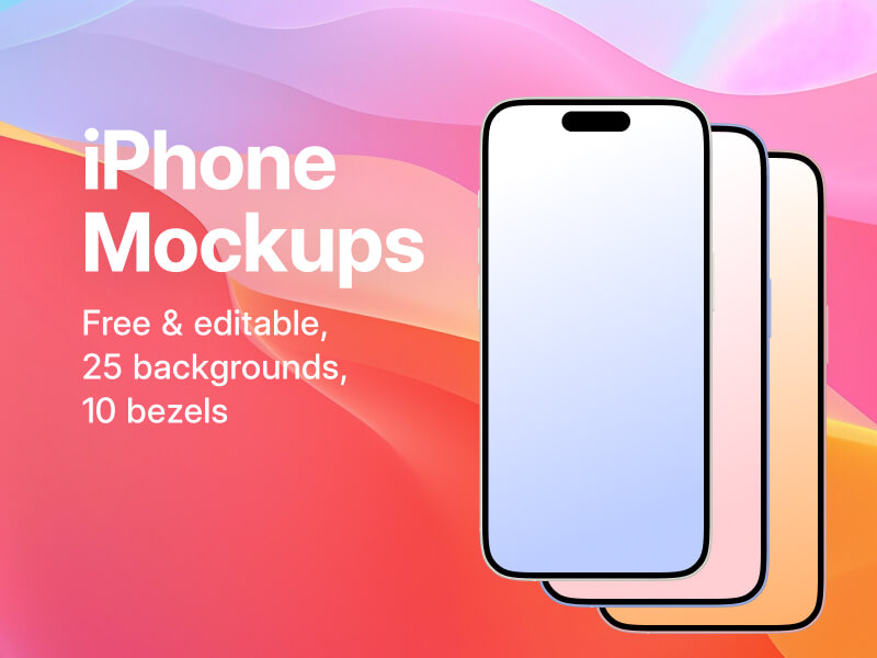 iPhone Mockups with Gradient Backgrounds