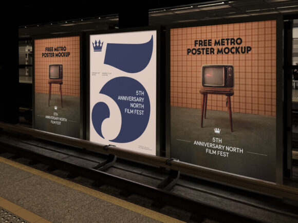 Metro Poster Mockup - Free PSD