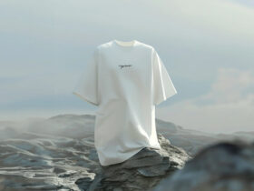 White T-Shirt Mockup on a Surreal Background