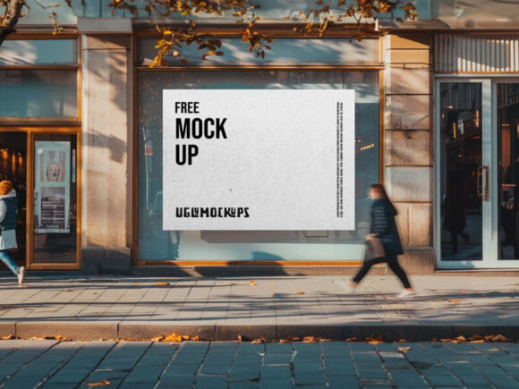 Storefront Poster Mockup - PSD