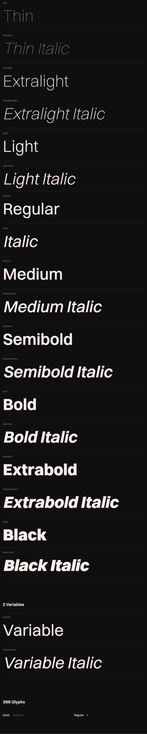 All font styles