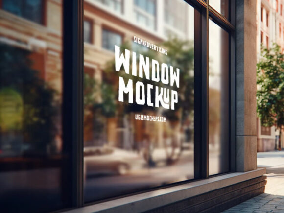 Window Signage PSD Mockup - Freebiesbug