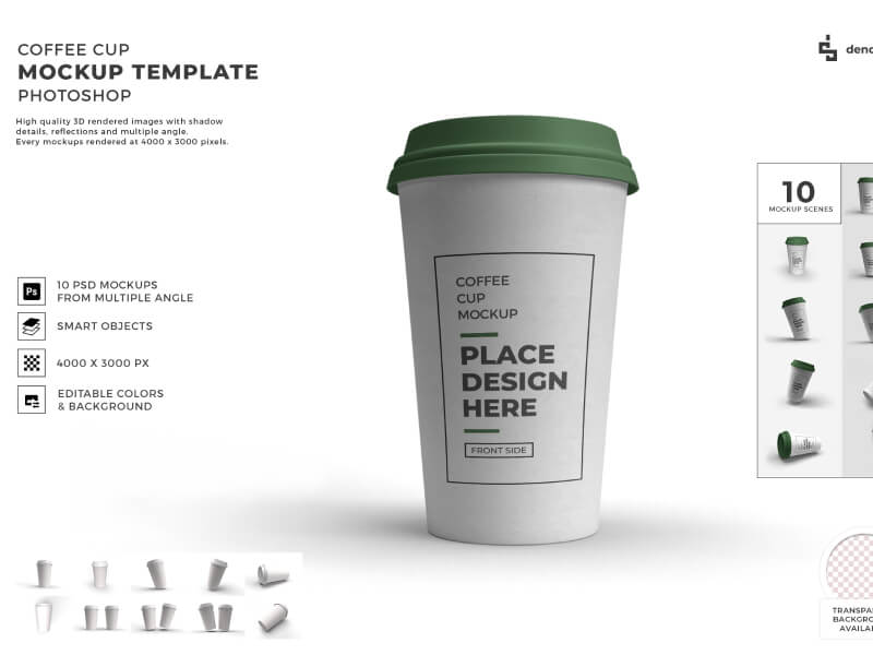 3D Coffee Cup PSD Mockup