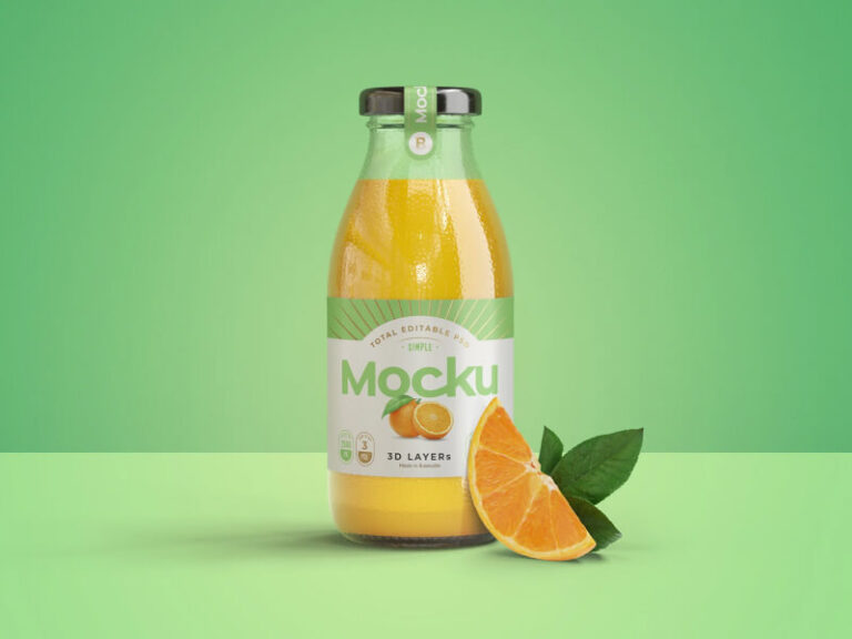 Juice Bottle PSD Mockup - Freebiesbug