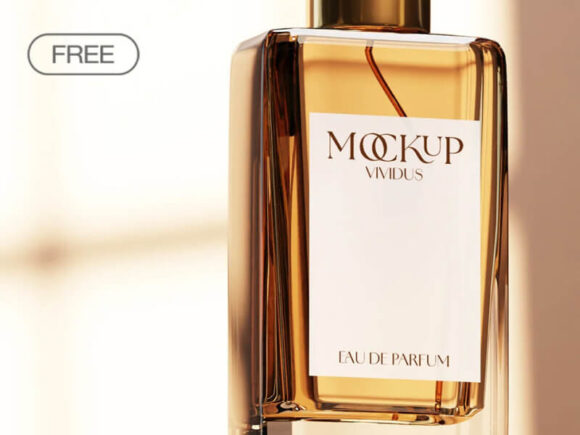 Gold Perfume Bottle PSD Mockup