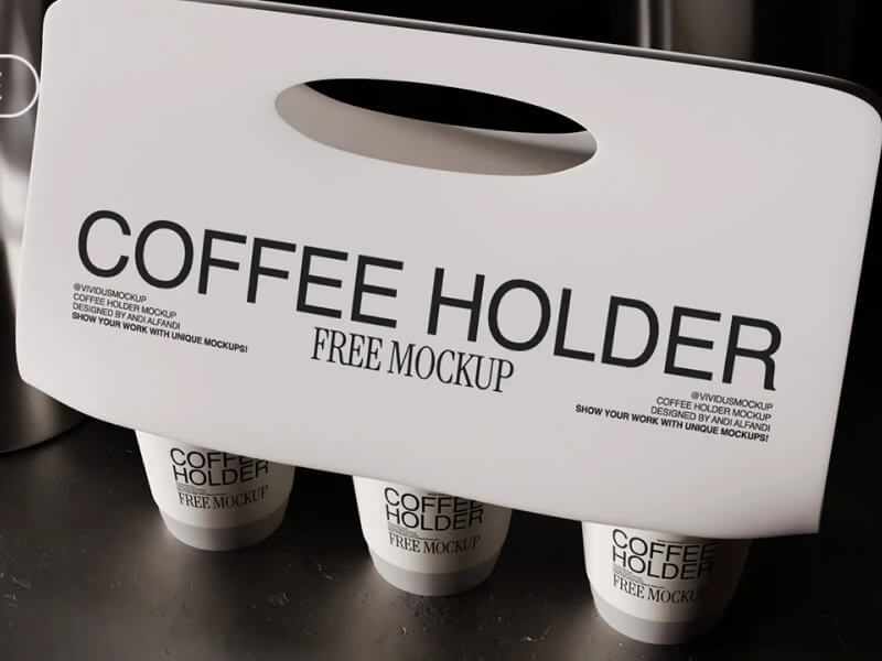 Coffee Cups Holder - PSD Mockup