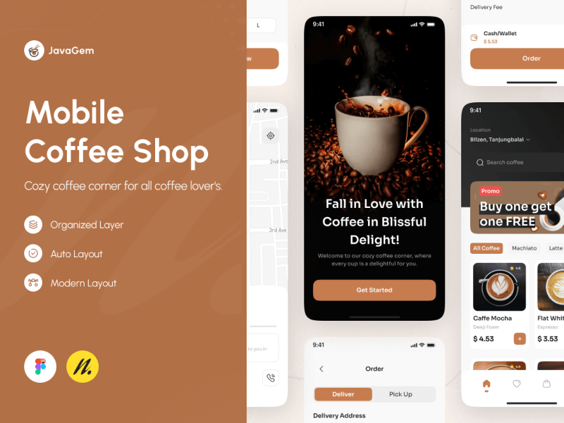 Coffee Shop - UI Kit for Mobile Apps - Freebiesbug