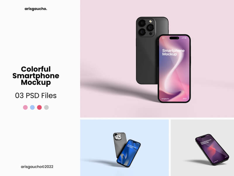 Free Colorful Smartphone PSD Mockups