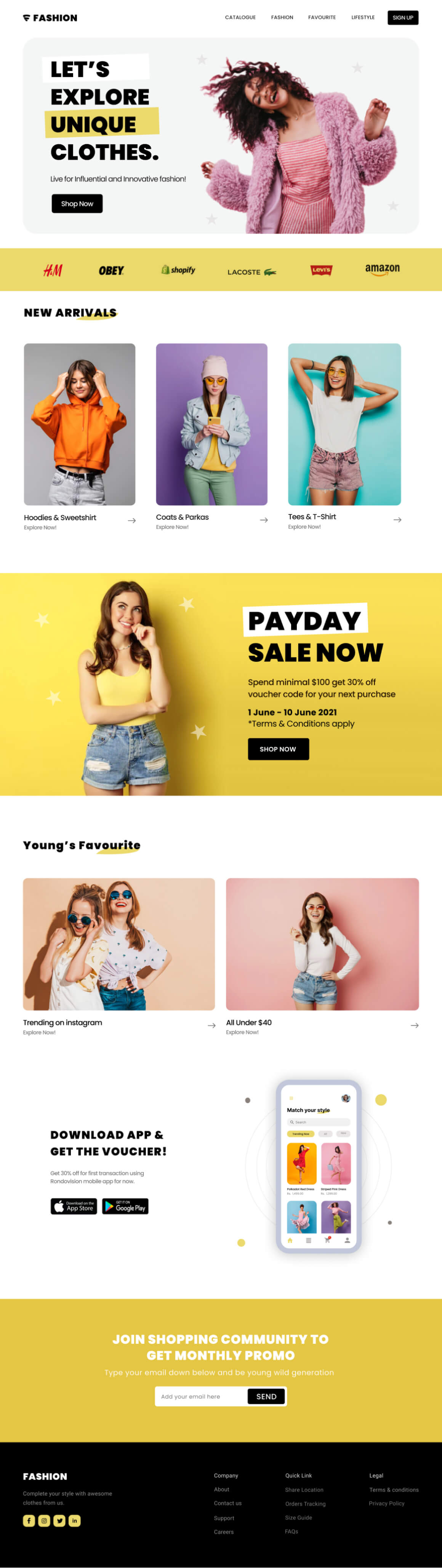 Home Page Design for Shopping Websites - Freebiesbug