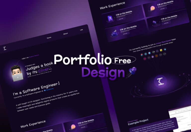 Portfolio Landing Page Design for Figma - Freebiesbug