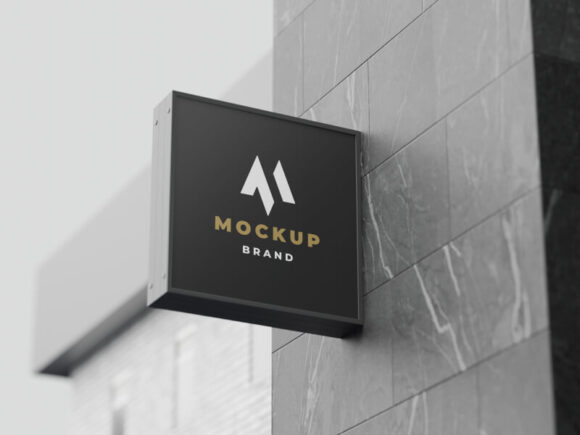 Outdoor Square Sign Mockup