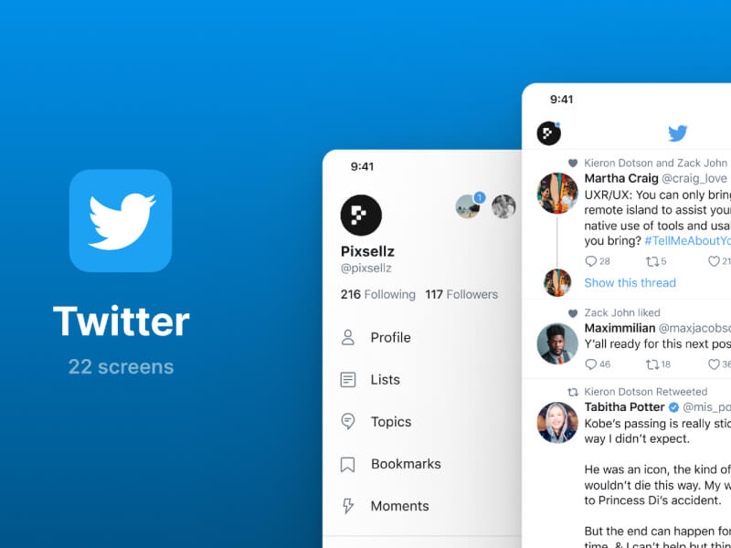 Twitter UI Screens for Figma