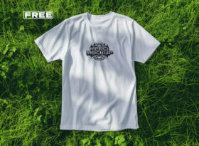 T-shirt on Grass Field - PSD Mockup