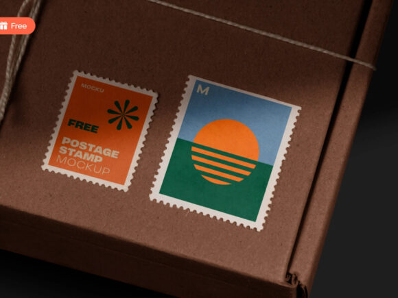 Postage Stamp Mockups - Free PSD