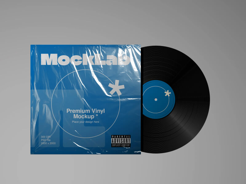 Vinyl PSD Mockup with Cover