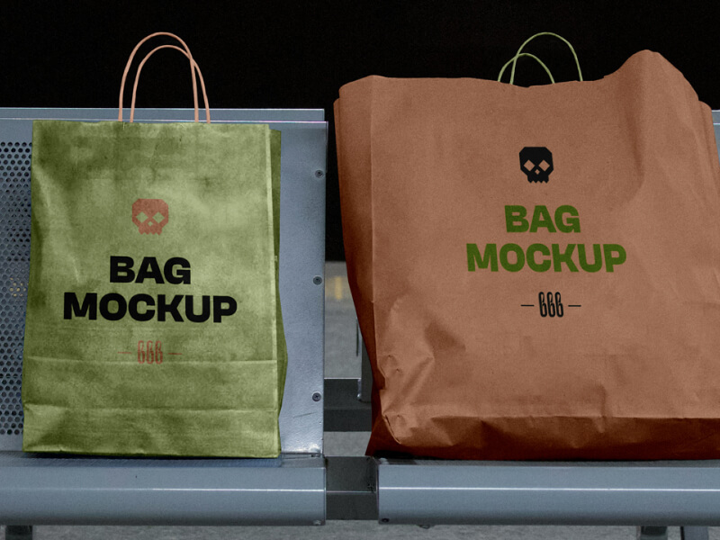 Free Shopping Bags Mockup - PSD