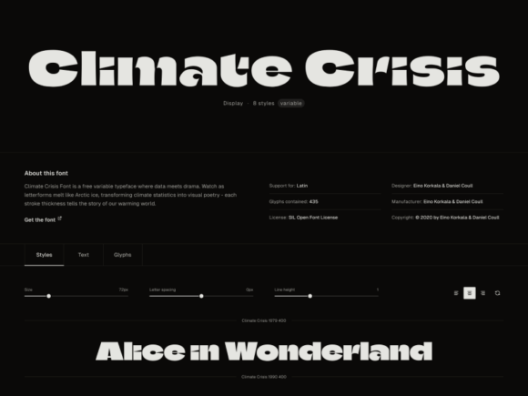 Climate Crisis: Free Variable Font in 8 Styles