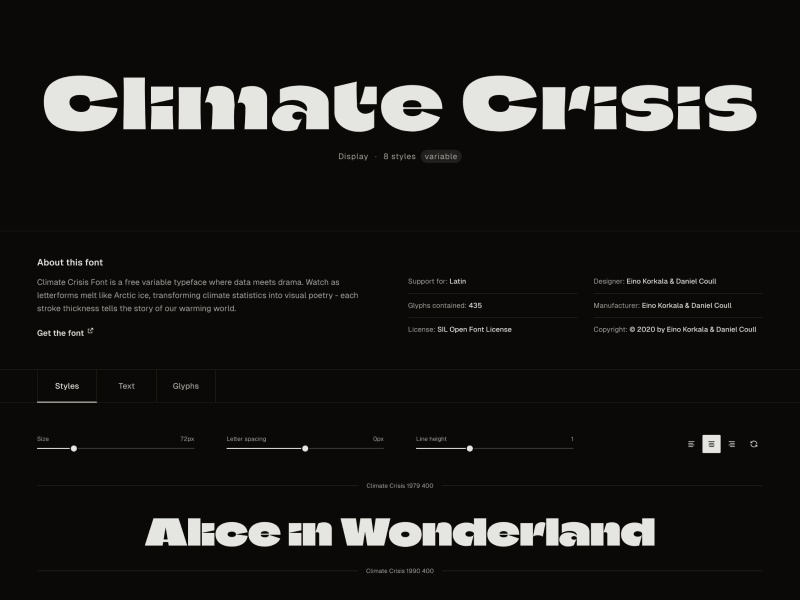 Climate Crisis: Free Variable Font in 8 Styles